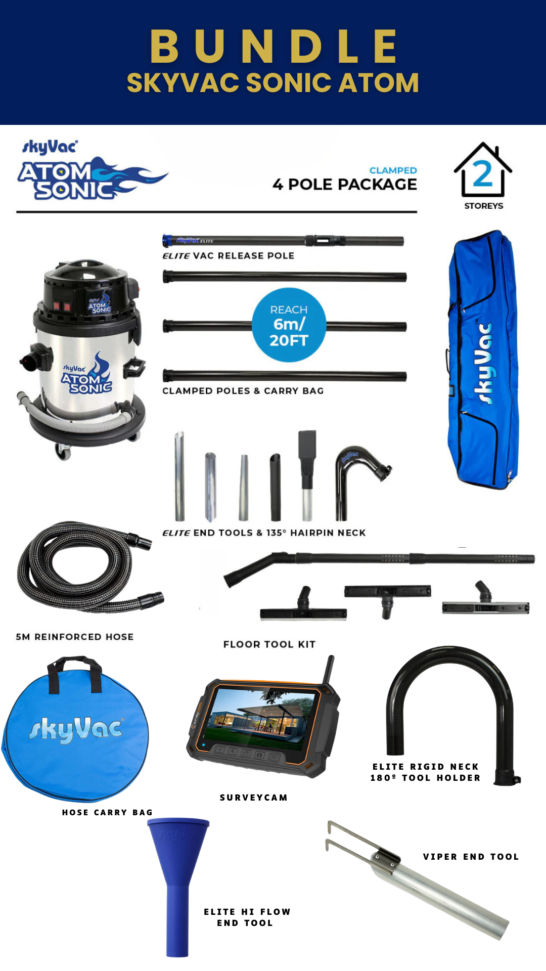 Aspirateur de gouttière SkyVac® Sonic Atom Pack le plus populaire
