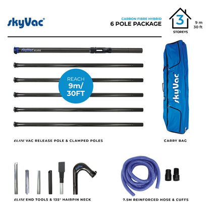 SkyVac® Hybrid Clamped Pole Set with Hose, Neck & End Tools