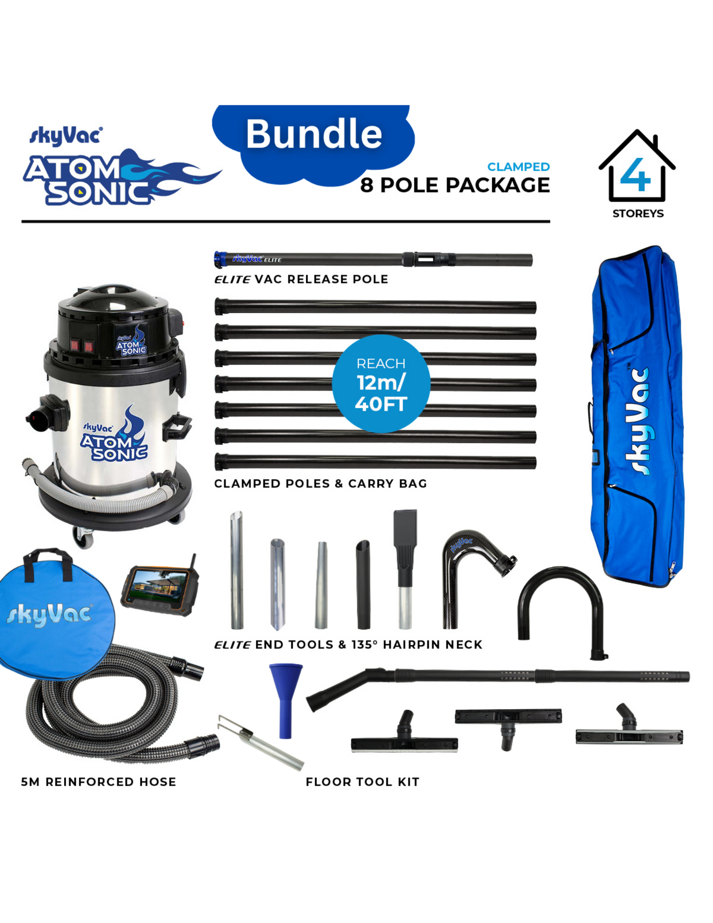 SkyVac® Sonic Atom Gutter Vac Most Popular Bundle