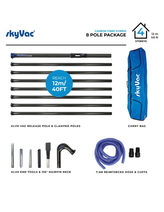 SkyVac® Hybrid Clamped Pole Set with Hose, Neck & End Tools