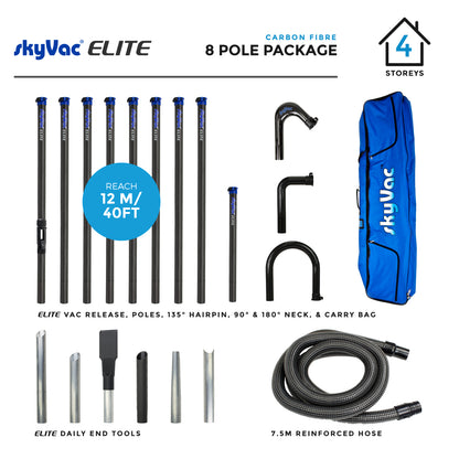 SkyVac® Elite Carbon Fiber Poles with Hose, Neck & End Tools