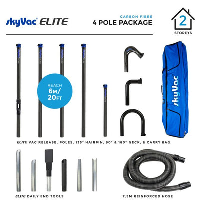 SkyVac® Elite Carbon Fiber Poles with Hose, Neck & End Tools